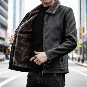 New Men's Leather Jacket New Autumn Winter High-End Light Business Leather Fur Integrated Fleece Coat