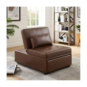 Linon Home Decor Clive 4 in 1Convertible Faux Leather Sofa Bed
