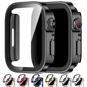 [Hard Case for 42-46mm Models] Ultra-Durable PC Hard with Tempered Glass Screen Protector Apple Watch Series 10/9/8/7/6/5/4/SE - Lightweight, Straight Edge Bumper Cover 42mm/46mm/45mm/41mm/44mm/40mm Models