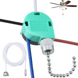 3 Speed 4 Wire Ceiling Fan Switch ZE-268S6, Replacement Switch Control for Ceiling Fans, Hampton Bay Fans, Hunter Fans, Standing Fans and Wall Lamps, Silver with Wires