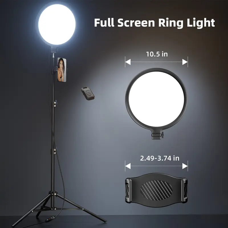 Weilisi 10.5in Dimmable LED Ring Light - Aluminum Camera Accessories with 69in Tripod Stand, Mobile Phone Holder, Remote - for Streamers, Makeup, Selfie Photography, Full Screen Content Creation