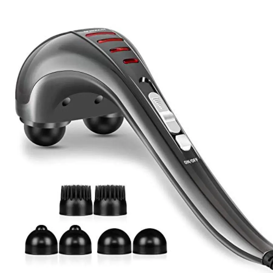 Handheld Neck Back Massager for Pain Relief Deep Tissue Electric Double Head Percussion Massage MG460 for Shoulder Leg