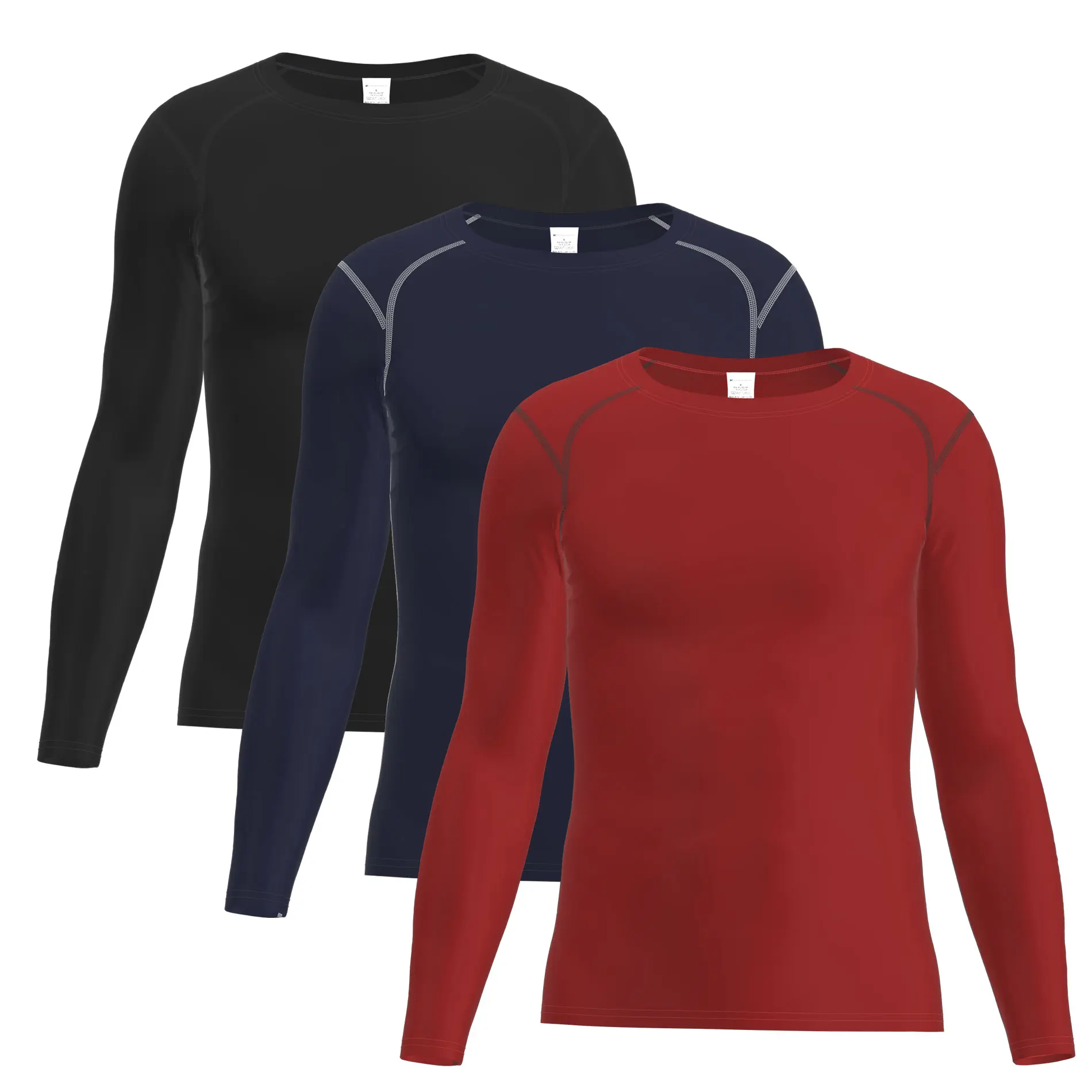 3 Pack Men Compression Running T-shirt Fitness Tight Long Sleeve Sport Shirts Training Jogging Tops Gym Sportswear Athletic Apparel Athletic Fashion
