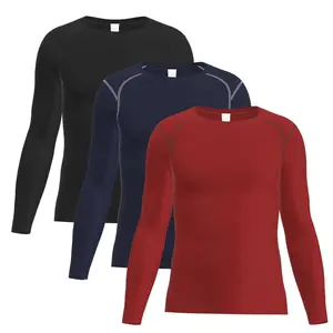 3 Pack Men Compression Running T-shirt Fitness Tight Long Sleeve Sport Shirts Training Jogging Tops Gym Sportswear Athletic Apparel Athletic Fashion