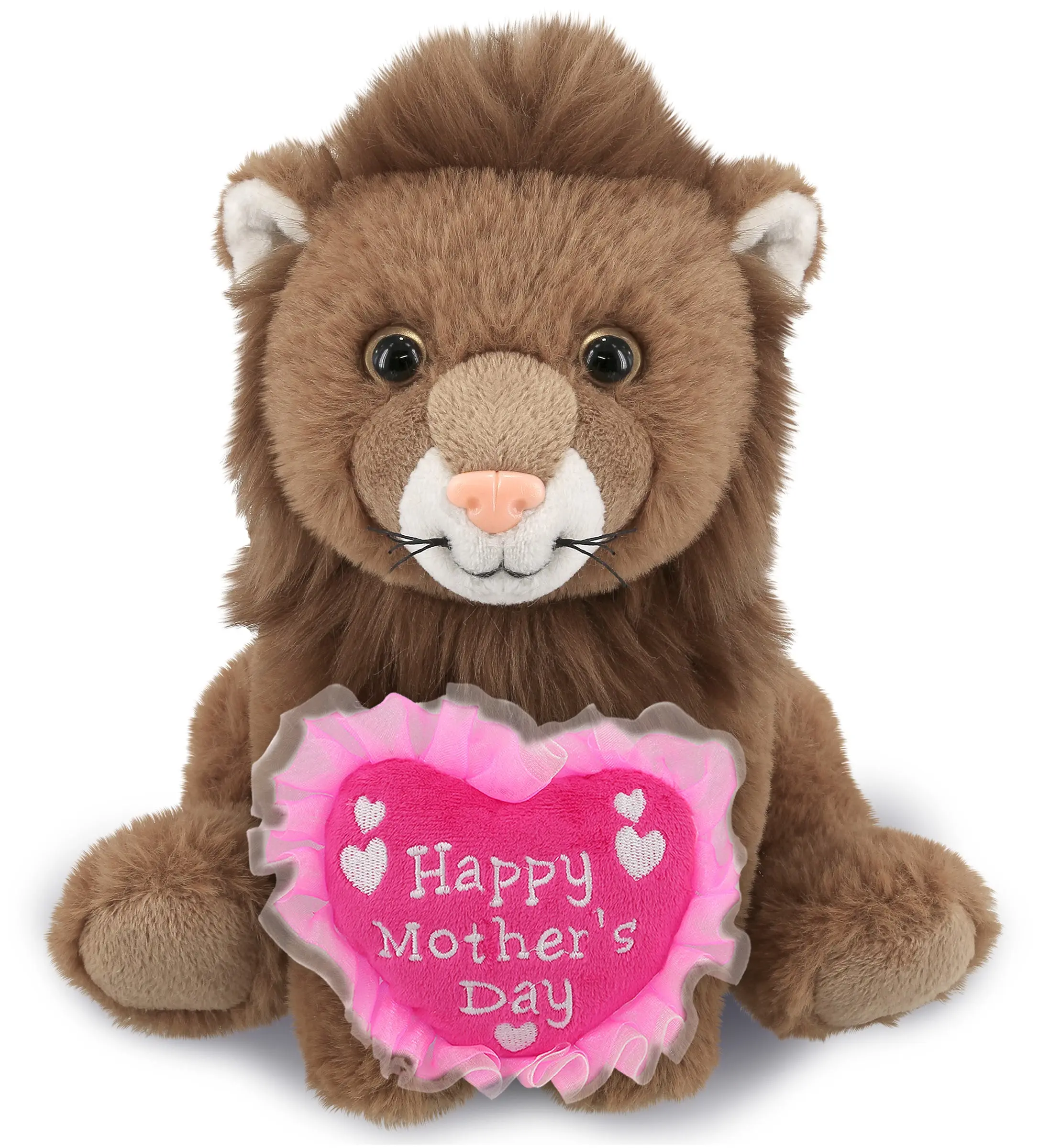 DOLLIBU 8" Squat Lion Stuffed Toy - Super-Soft Polyester Plush, Embroidered Heart, 6l×7w×8h in, Gift Box Included, Surface Wash With Cold Water, Unisex Cute Gift for Mother, Home Decoration