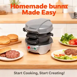 Electric Heated Hamburger Maker Non Stick Large Capacity Breakfast Restaurant Fast Food Shop