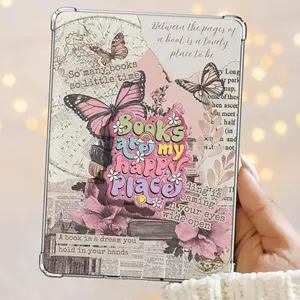 Books Are My Happy Place Magnetic Kindle Grip Cute Text Book Lover Bookish Kindle Accessories Phone Holder PopSocket Phone Grip Magnetic Pop Socket Phone Grip