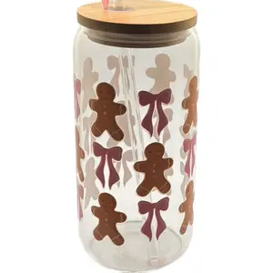 Gingerbread Cutie 16oz Drinking Glass - Perfect for Your Beverage Needs - Drinkware