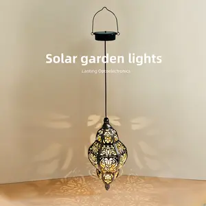 Hanging Solar Lantern Outdoor Decor, Moroccan Solar Lights for Outside Garden Decorations, Waterproof Metal LED Lanterns Garden Gifts for Mom, Women, Patio, Yard, Mother's Day（1 Pack Sphere）