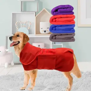 Absorbent Pet Drying Coat - Quick-Drying Microfiber Bath Towel robe for Dogs & Cats, Essential Grooming Towel for Large Breeds Like Labradors & Golden Retrievers