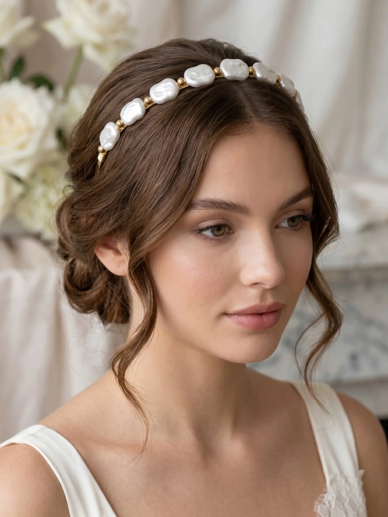 French Baroque Artificial Pearl High Crown Hairband, Minimalist Vintage Headpiece, Essential for Weddings and Dates, Fairy Bride Bridesmaid Accessory