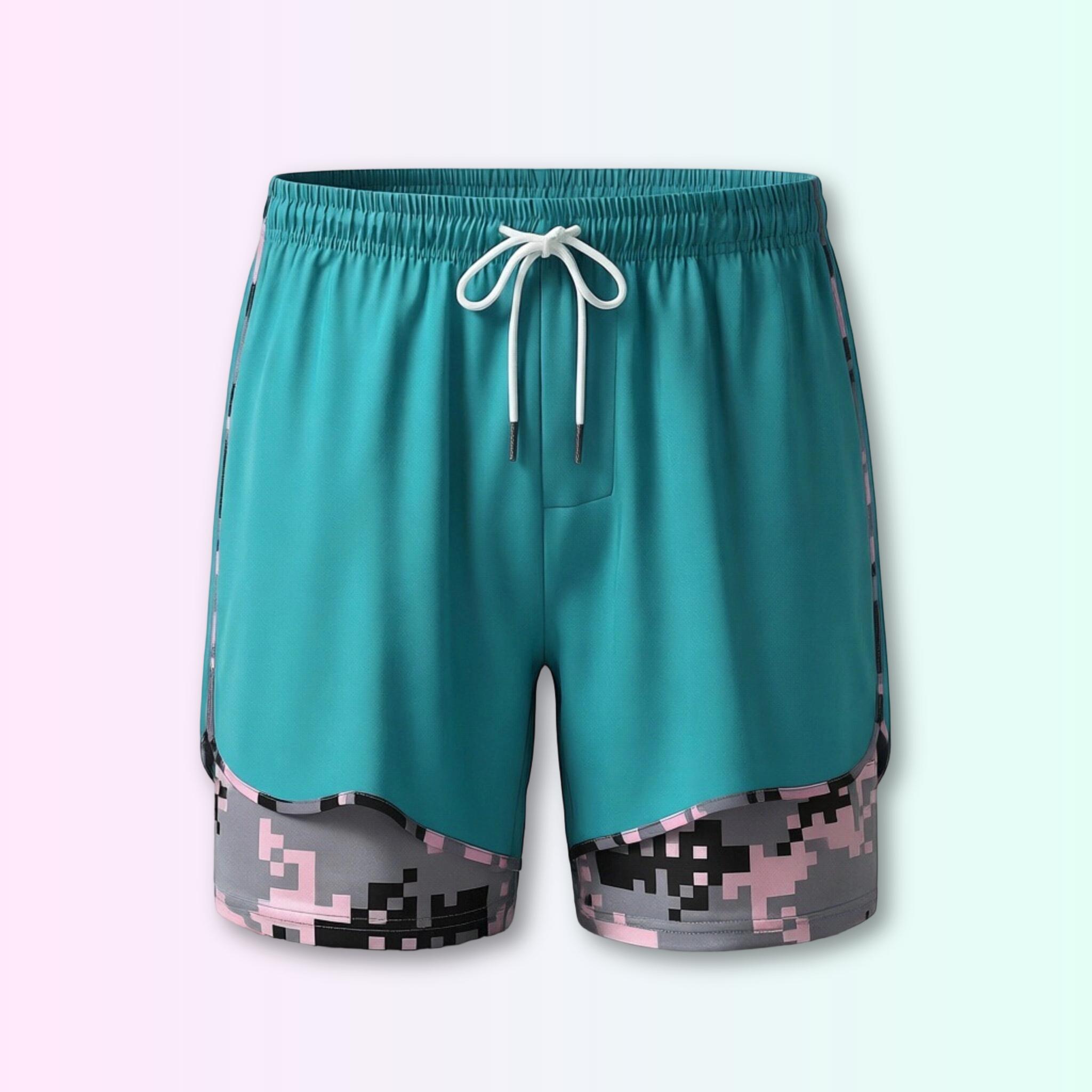 Women's 3-Pack Anti-Exposure Layered Elastic Gym Shorts - Quick-Dry Polyester Camo Athleisure Bottoms, Women's Gym Wear for Running, Fitness