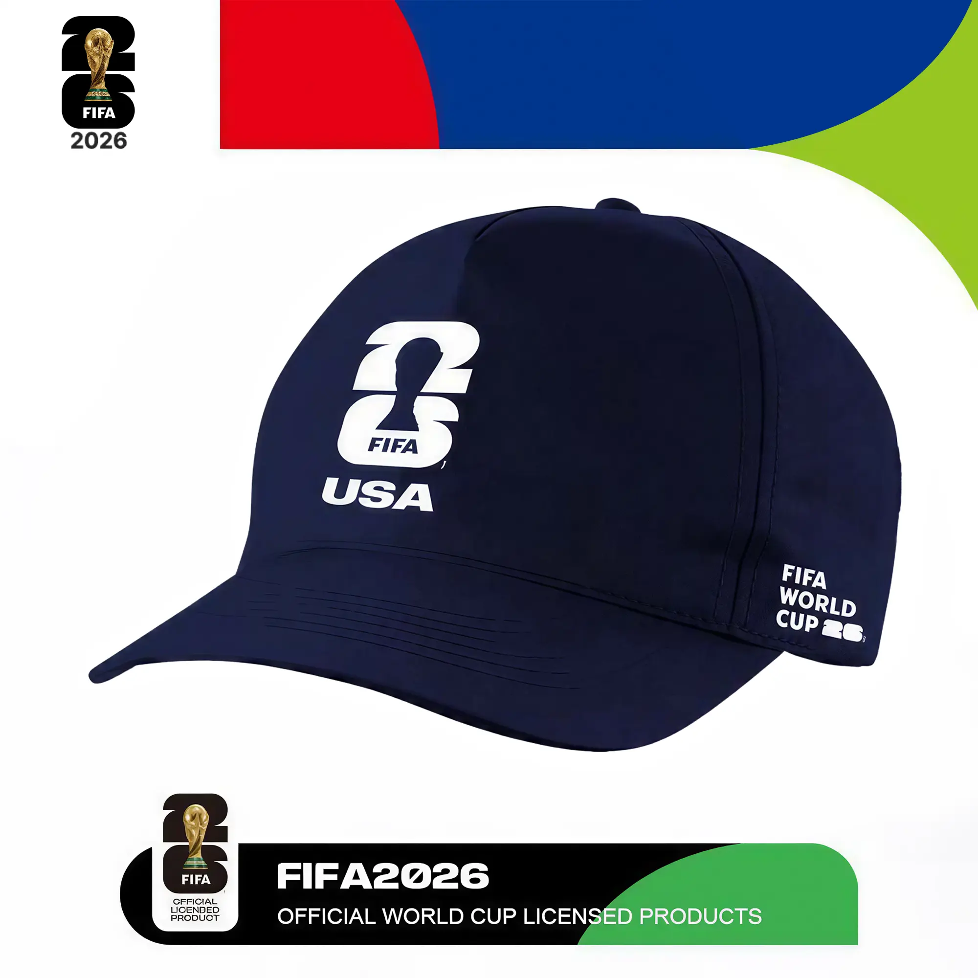 2026 USA FIFA World Official Football Cap，golf cap， Navy Emblem Soccer Fan Sports Hat Official Licensed,Soccer Fan Sun Hat