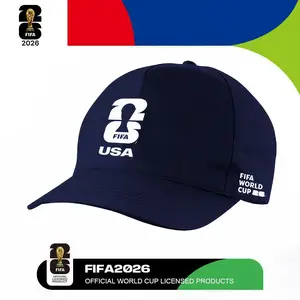 2026 USA FIFA World Cup Official Licensed Adjustable Cotton Cap, Navy Emblem Soccer Fan Sports Hat