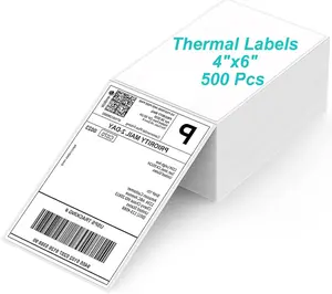 4"x6" Direct Labels, Fanfold Thermal Label Printer Paper - Compatible with Zebra and Rollo (500 Labels)