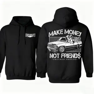 Chevrolet "Making Money, Not Friends" Hoodie, Unisex Custom Truck Design Hoodie, Pure Cotton Streetwear Hoodie, a fun gift for ambitious individuals.