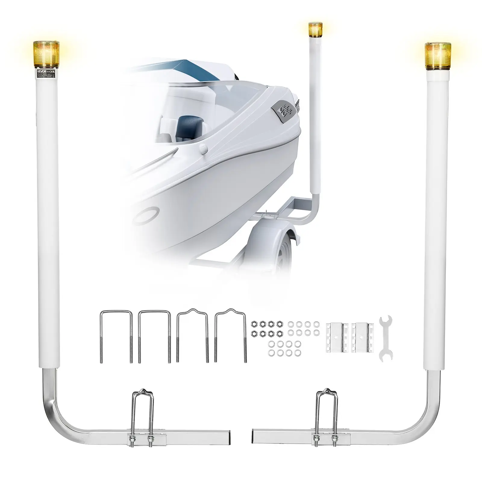 VEVOR Boat Trailer Guide, 46 in with LED Light Trailer Guide Poles ...