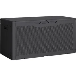 Outdoor Storage Box 100 Gallon Storage Bin with Lid for Patio Furniture, Garden Tools, Pool Supplies, Lockable, Waterproof and UV Resistant, Black