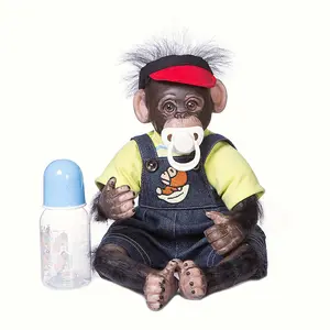 Reborn Monkey Doll 18 Inches 45 cm Monkey Toddler Doll Girl Vinyl Limbs and Cloth Body with Handmade Newborn Monkeys Baby  Soft Cloth Body Best Xmas Gift for Kids