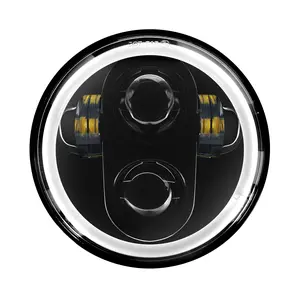 5 3/4" LED Black HALOMAKER® Headlight for Harley® Sportster, Dyna, Softail & Indian Motorcycles®