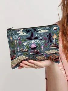 Witchcraft Makeup Bag – Essential, Vintage Halloween Accessories Organizer for Gifts (Birthday, Halloween, Christmas) – Perfect for Her, Friends, Witchy Lovers & Yourself – Holds Cosmetics, Chargers, Snacks, Tools