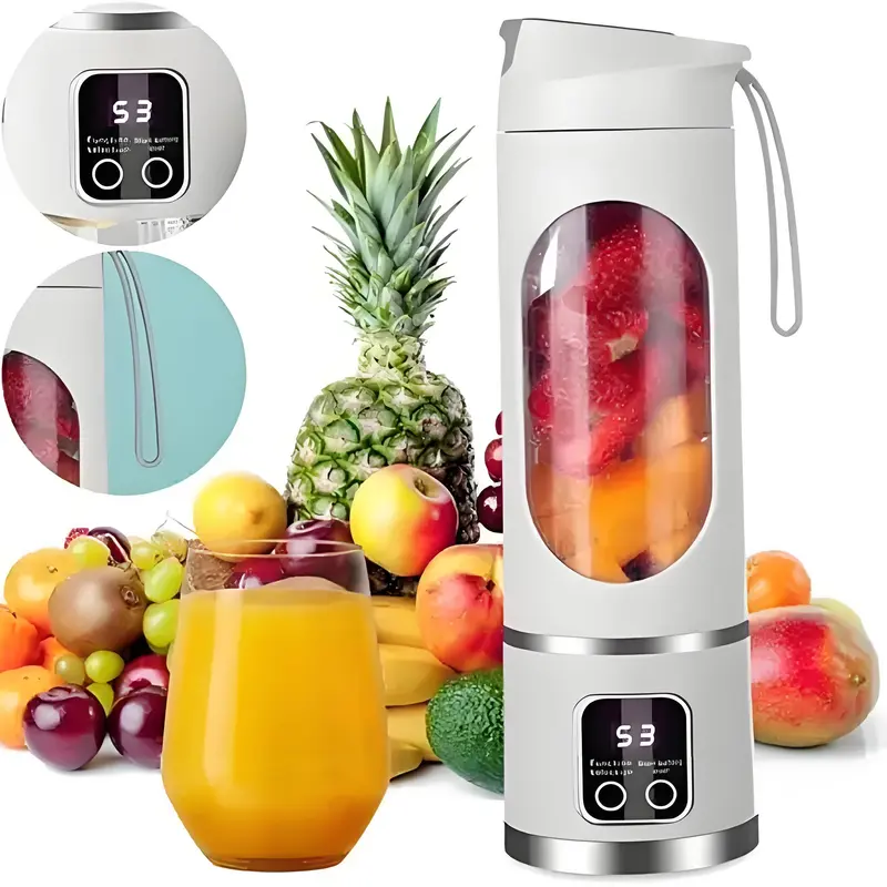 Compact Vegetable Juicer - Fruit Juice Extractor, Multifunctional Machine with LED Display, USB Rechargeable High-Speed Portable Smoothies Blender, Household Kitchen Essential, Cool Gift for Guys