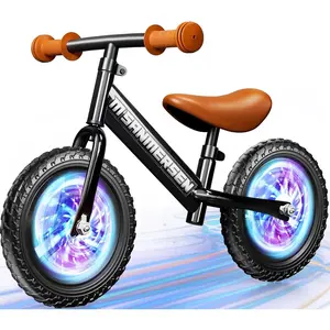 12 Inch No Pedal Kids Balance Bicycle, Lightweight Steady Balancing Bike for Kids Age 24 Months to 5 Years Old, Adjustable Handlebar & Seat, Great Birthday Gift for 2 3 4 5 Year Old