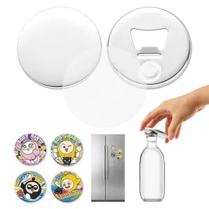 VEVOR Button Maker Supplies 50 Sets 2.95 in / 75 mm Magnet Button Parts, with Magnetic and Bottle Opener Backs, Metal Shells, Clear Mylar Films, and Blank Circle Papers, for Home DIY, Kitchen Decor