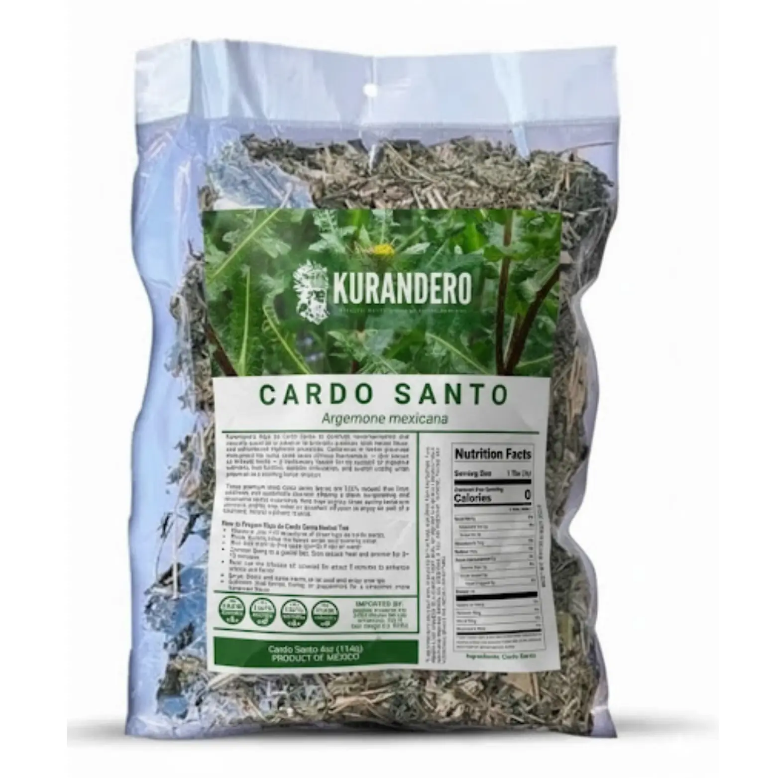 Kurandero - Cardo Santo — 100% Mexican • Hand-Harvested • Small-Batch • Sun-Dried • Loose Leaf • No Additives • Ideal for Infusions & Blends • 113 g / 4 oz