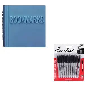 2-Pack Permanent Markers Set (fine Tip, & Colorful, Vibrant Ink) + 3D Printed Book Bookmark Holder, Office Desk Organizer, Gift Idea