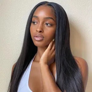 WOWAngel 13x6 Real HD Lace Frontal Human Hair Wig Straight Body Wave 26 Inch Wig 250% Density for Black Woman