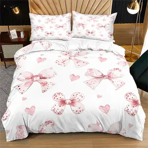 Polka Dot Bow Bedding Set, Soft Durable Sheet Set with Pillowcases, Modern Style Bedroom Decor, Perfect for Teens & Adults