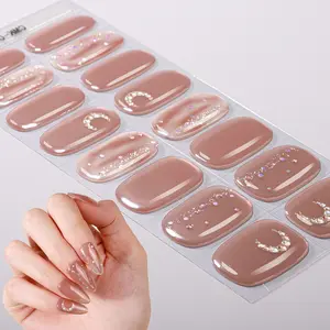 Gel Nail Wrap Kit, 16 Tips Full Cover, Drilled Design, Glitter & Marble Patterns, Long-Lasting Self-Adhesive, Easy Application, Fake Nails Kit