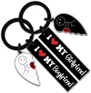 Matching Couple Keychains – I Love My Girlfriend & I Heart My Boyfriend Gifts for Couples – Cute BF & GF Keychain Set for Anniversary, Christmas, Birthday, or Stocking Stuffers – Romantic Gifts for Her and Him