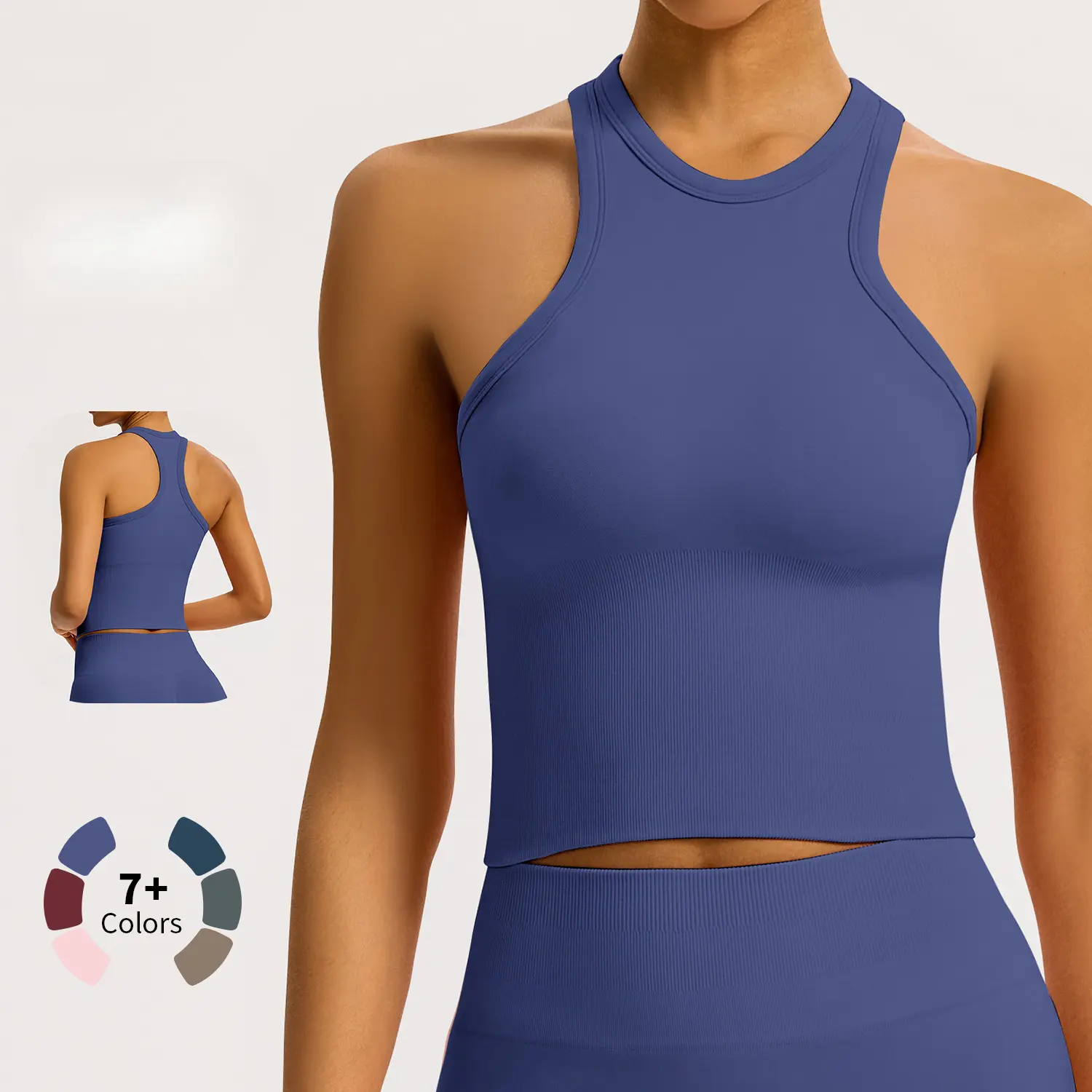 Women's 2-Piece Seamless Racerback Compression Tank Top & Sports Bra Set - Stretch, Moisture-Wicking Athletic Apparel for Workout, Yoga - Multi-Size Activewear, Activewear Running, Sporty Sports Tops