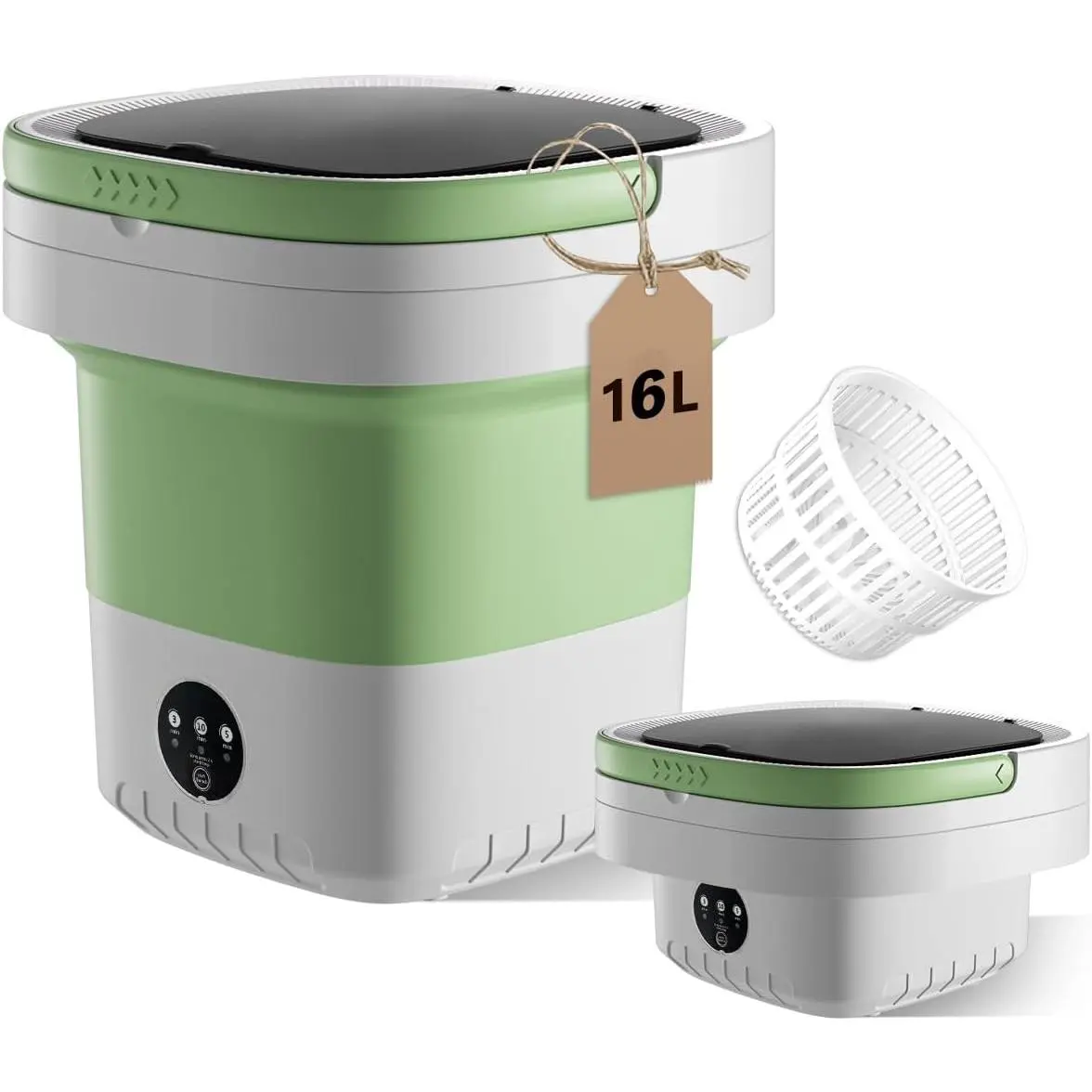 16L Foldable Portable Mini Washing Machine - 12x13 in Foldable Unit, Gentle Wash for Underwear, 3 Cleaning Modes, Portable Use for Home & Apartment