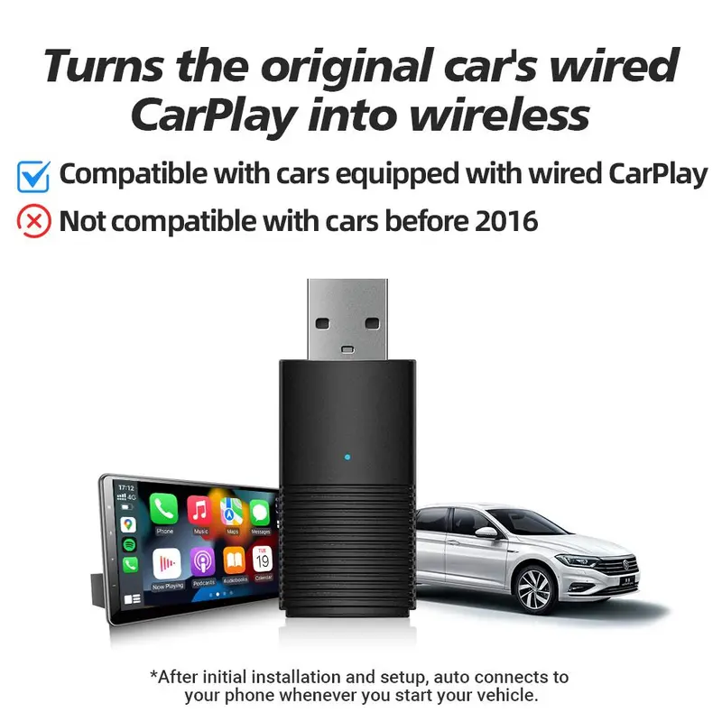 Ottocast U2 AIR Wired To Wireless CarPlay Adapter – For IPhone (2017-2023 Cars With OEM Wired CarPlay)