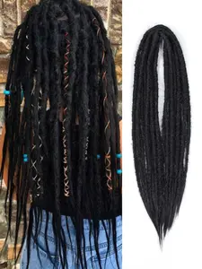 Double-Headed Synthetic Dreadlock Extensions, Hippie Style Crochet Hair for Women, Long Straight Dreads for All Seasons, Boho Locs, Synthetic Braided Hair