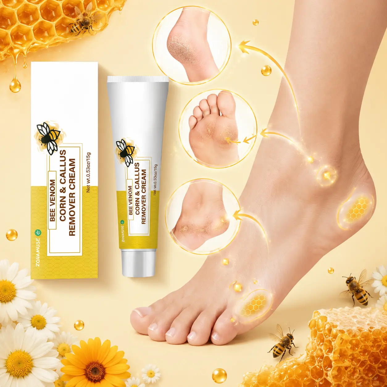 Moisturizing Foot Cream for Corns & Calluses Care, Dry Feet & Rough Heel Cream, Softening Foot Moisturizer for Cracked-Looking Heels, Soles, Toes, Knees & Elbows
