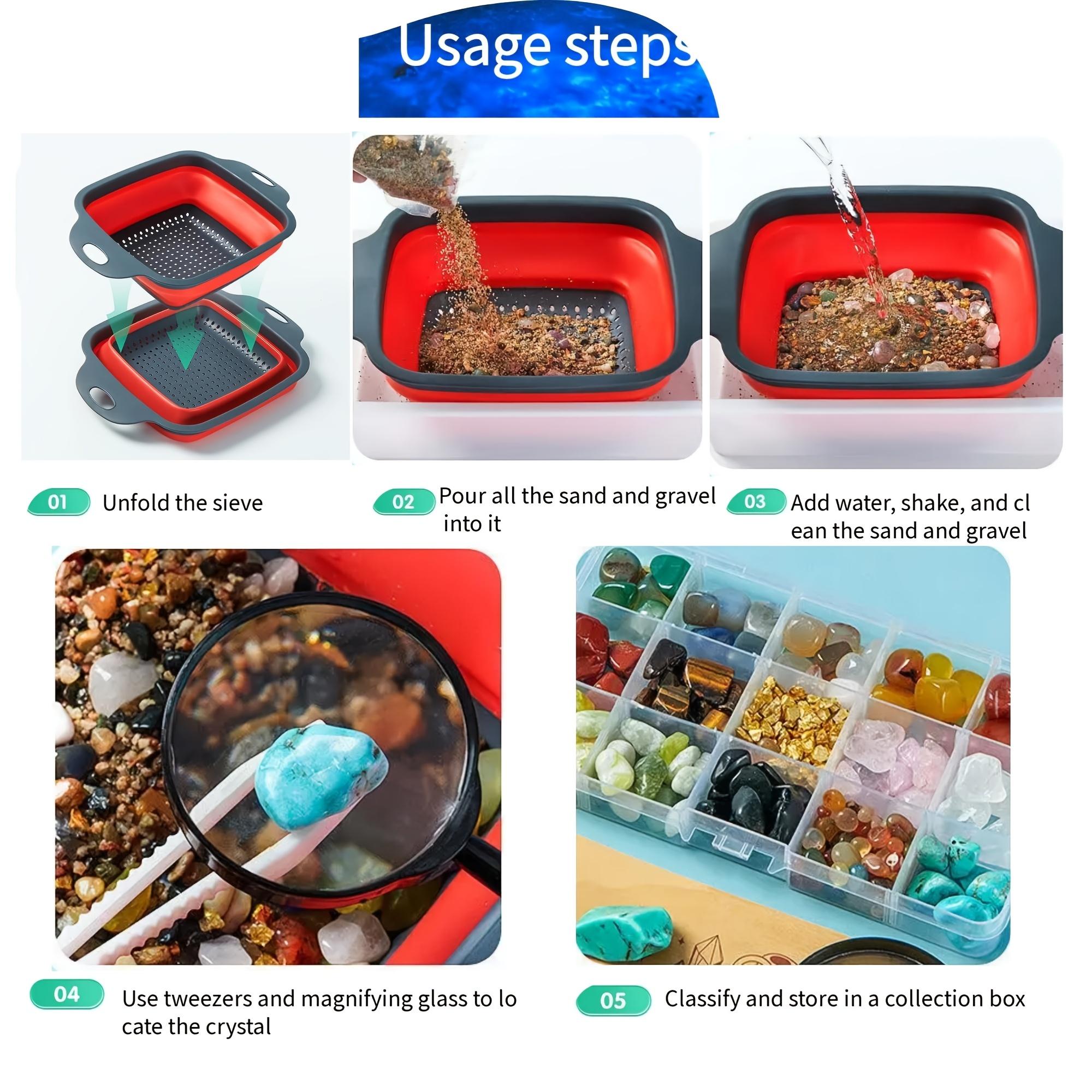 150g Sand and Gravel Mining Kit, Includes Various Natural Crystal Gems, Rock Exploration and Treasure Hunting Toy, Easter / St. Patrick's Day Gift, Suitable for Children and Mineral Enthusiasts,crystal collection, science education, kids' toy, gift DIY