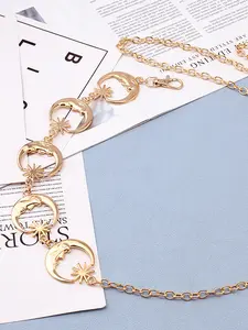 Vintage Moon & Star Design Waist Chain, Boho Style Waist Belt, Fashionable Statement Belts for Women, Trendy All-match & Exquisite Jewelry for Birthday Gift, Stylish Belts