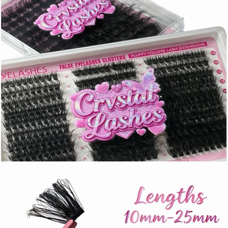 Mega Volume 2pc Set Fluffy Lash Clusters Lengths 10mm-25mm D Curl Soft Lightweight High Quality Long Lasting Lash Extensions Makeup lashes