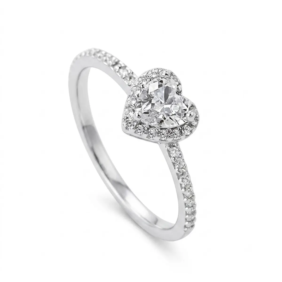 Women's elegant heart-shaped ring, personalized cubic zirconia proposal ring, for women's anniversary commitment ring gift