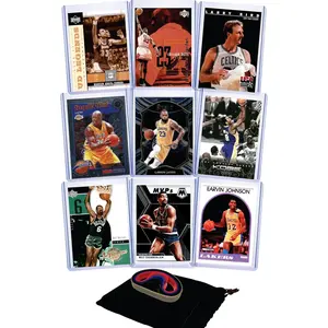 Basketball Legends Gift Pack: 9 Assorted GOAT Cards Featuring Michael Jordan, LeBron James, Kareem Abdul-Jabbar, Magic Johnson, Larry Bird, Kobe Bryant, Shaquille O'Neal, Wilt Chamberlain & Bill Russell - Perfect for Collectors! G.O.A.T Chaser