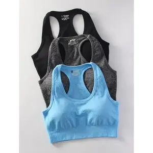 Women's Solid Wireless Racerback Sports Bra, Sporty Comfortable Athletic Lingerie Top, Workout Sets Women, Sports Bra for Women, Women's Sportswear for All Seasons, Gym Clothing, Yoga Bras for Women