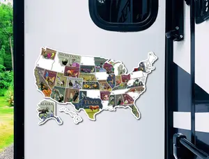 U.S. Sticker Travel Map, RV/Camper Decal, 50 States Traveled, 17x11