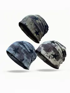 Y2K camouflage Beanie Hip-Hop Soft Lightweight Running Beanie Adult Skull Hats Cap for Men Women