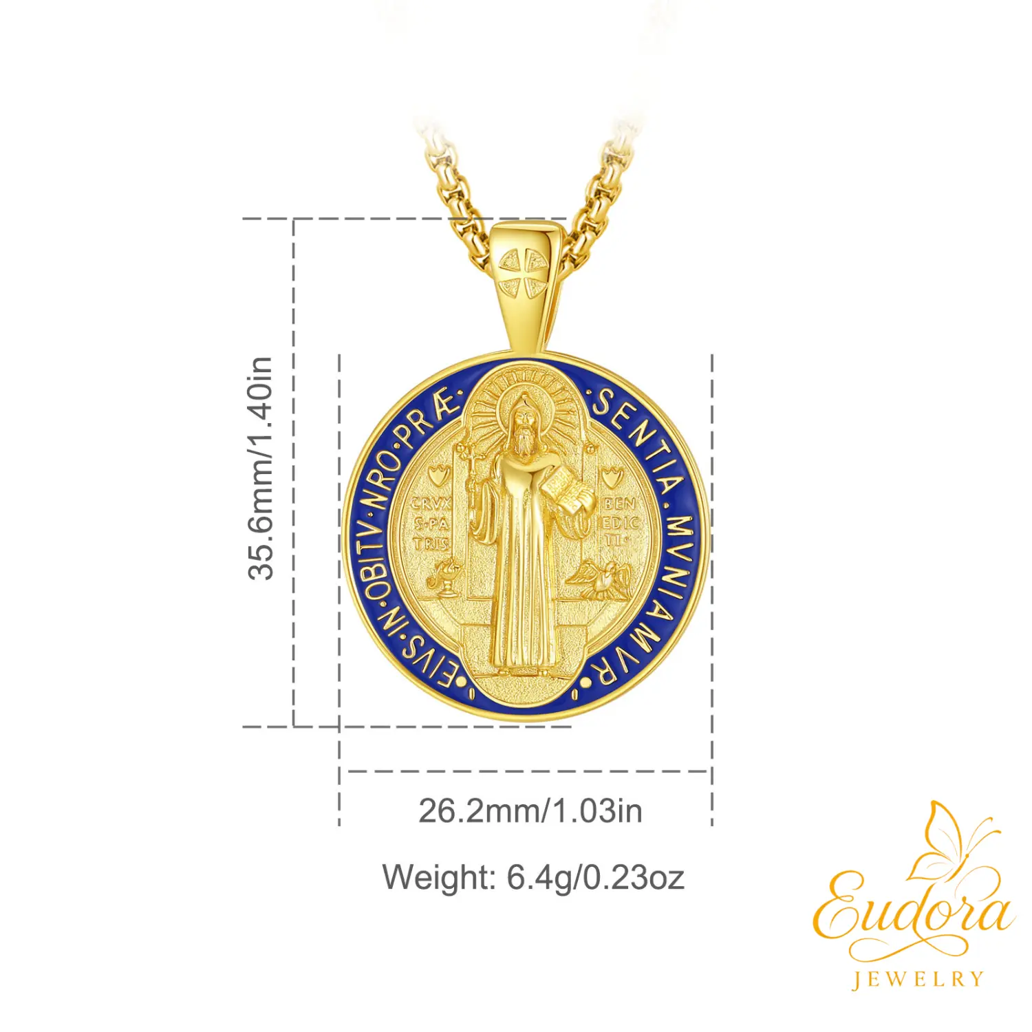 Eudora S925 Sliver St. Benedict Key Necklace, Silver and Gold-Plated Saint Benedict Pendant for Spiritual Protection, Catholic Sacramental Jewelry Gift for Prayer Eudora S925 Sliver St. Benedict Key Necklace, Silver and Gold-Plated Saint Benedict Pendant for Spiritual Protection, Catholic Sacramental Jewelry Gift for Prayer