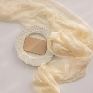 Cheesecloth Table Runner Ivory Cream White Gauze Rustic Cheese Cloth Spring Table Runner 120 Inch 10 FT for Wedding Baby Bridal Shower Party Long Sheer Boho Home Decorations