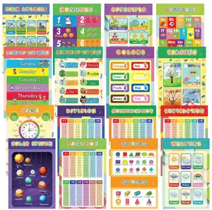 16 Laminated Educational Posters for Kids - ABC, Math & More Poster Boards, Bright Wall Decor, School & Homeschool Learning Materials for Classrooms